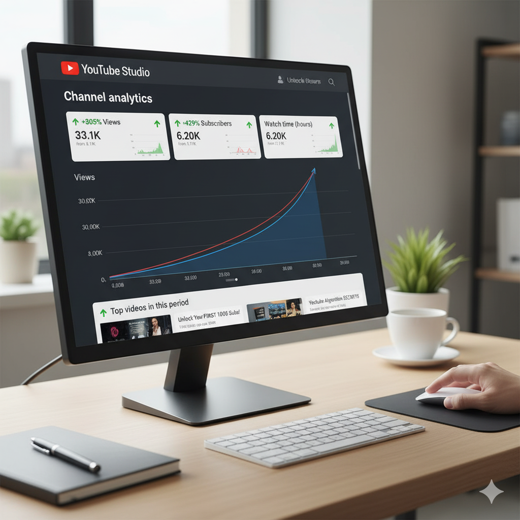 YouTube Growth Comparison Chart 305% Views 429% Subscribers