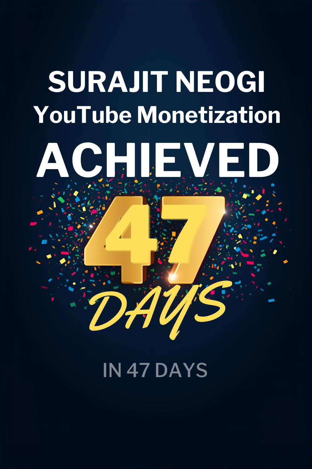 Surajit Neogi: YouTube Monetization in 47 Days